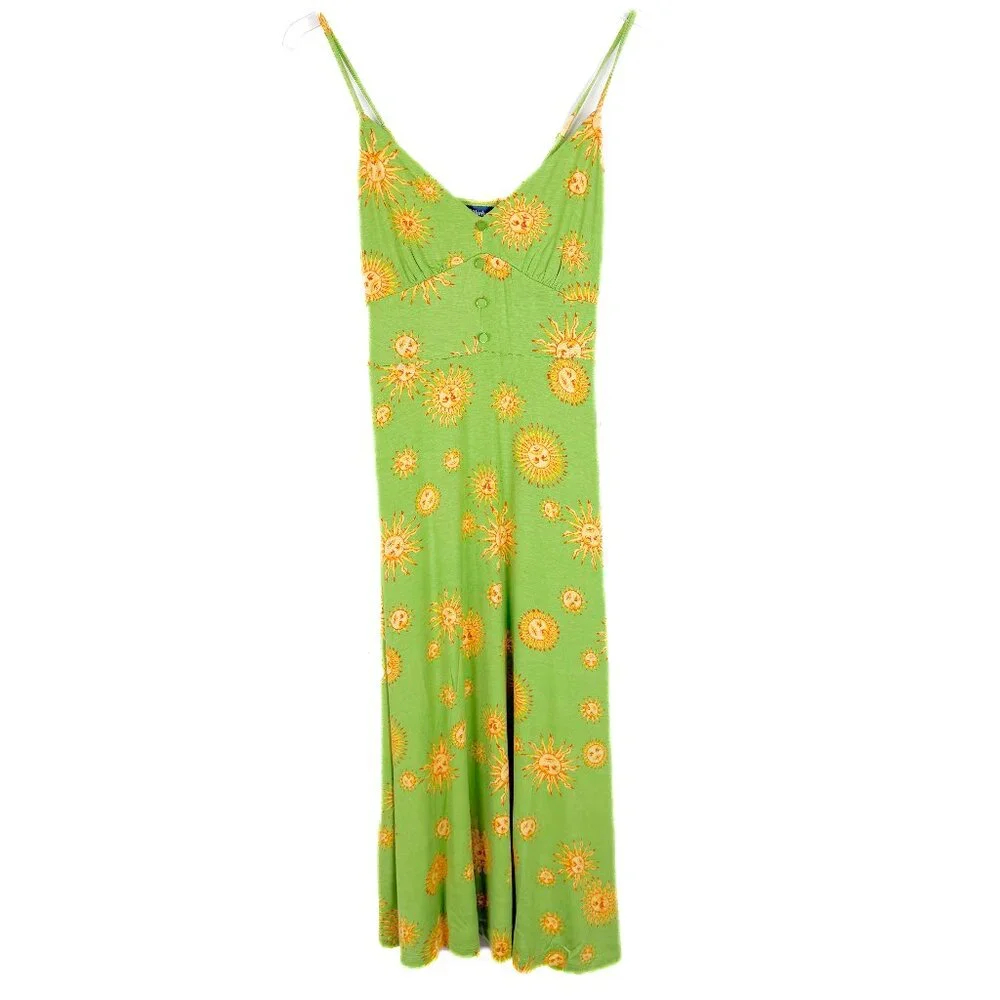 NWT Modcloth Seaside Vacay Slip Dress 90's Suns Lime Size Medium M NEW - Picture 2 of 11